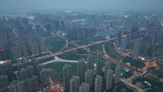 武汉四新立交桥，远景略俯环绕镜头
