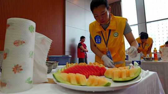 水果拼盘切水果美食健康食物家政赛