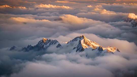 雪山云海壮丽景观