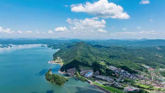 江西庐山西海柘林湖风景区航拍延时