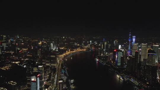 上海外滩夜景4K航拍原素材