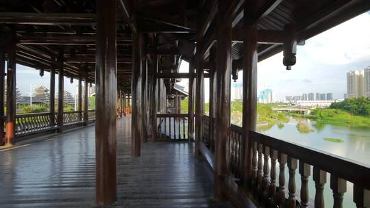 广西侗寨风雨桥可利大桥视频素材模板下载