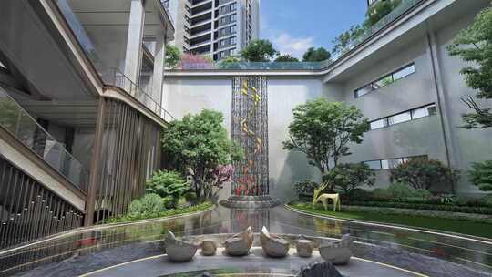 下沉式会所周边配套设施动画效果