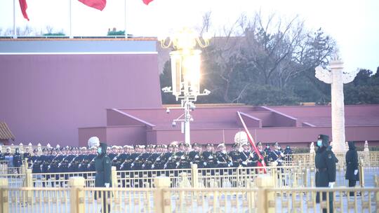 天安门广场国旗护卫队视频素材模板下载