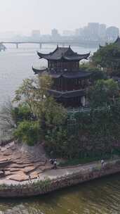 竖版航拍衡阳石鼓书院4A景区