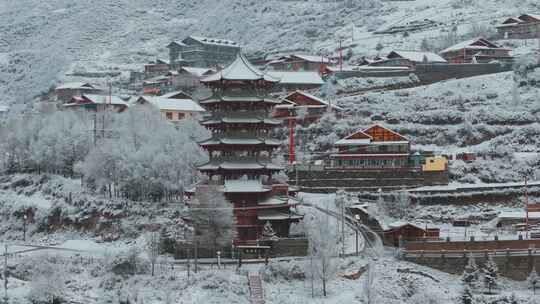 阿坝州松潘古城雪景素材