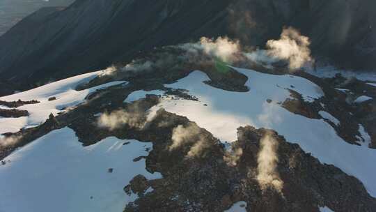 火山，雪，无人机，山