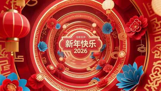2026马年春节拜年 企业新年团拜会祝福边框