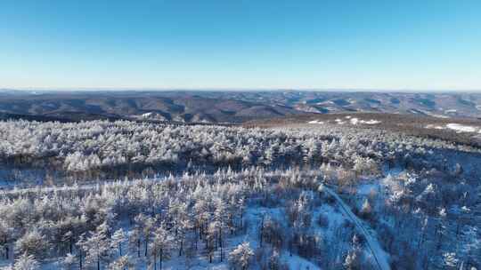 航拍大兴安岭林海雪原风光