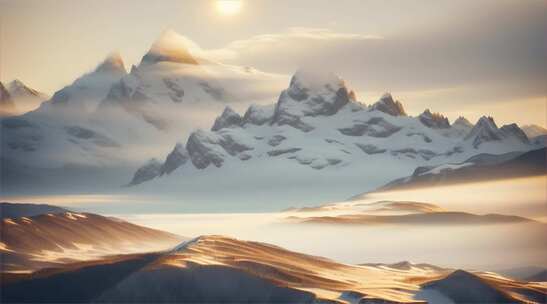 AIGC素材 雪山山峰之巅山脉风景