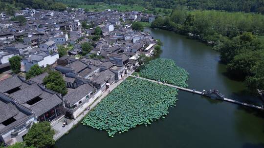 宏村景区南湖航拍环绕