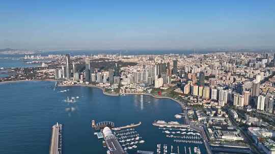 青岛浮山湾城市全景视频素材模板下载