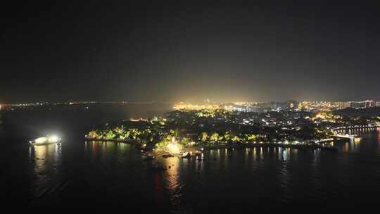 福建厦门鼓浪屿夜景航拍