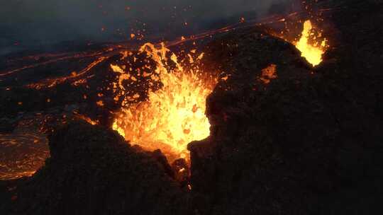 冰岛火山爆发航拍