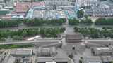 航拍山东潍坊青州古城阜财门城楼高清在线视频素材下载