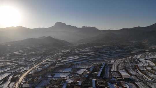 航拍农村雪景