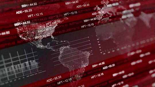 红色背景世界地图数据展示