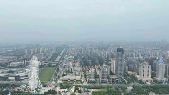 南昌市红谷滩新区航拍南昌之星摩天轮风光