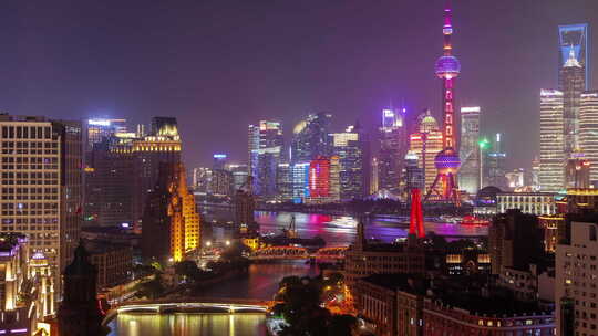 上海外白渡桥在吴嵩电视塔上延时