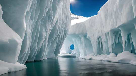 南极北极冰川冰雪融化冰河
