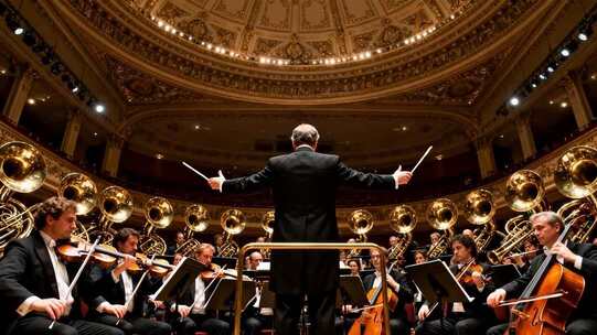 音乐厅内交响乐团演奏