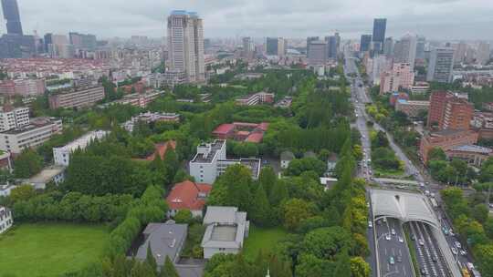 上海市复旦大学邯郸校区航拍校园风景风光素视频素材模板下载