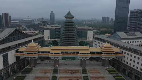 桂林市一院两馆地标建筑航拍原素材