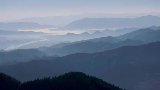 杭州临安群山山峰山峦晨曦风光