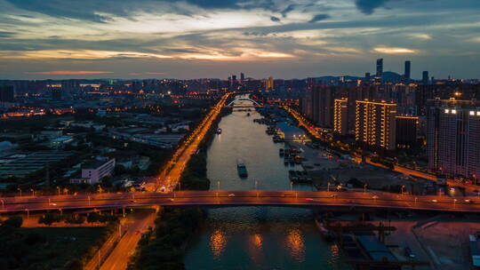 无锡京杭大运河延时4K航拍