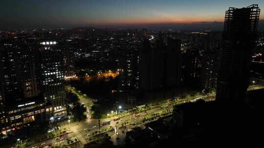 福建省泉州市晋江城市航拍夜景航拍