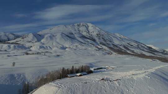 新疆北疆阿勒泰喀纳斯冬季雪景童话世界航拍