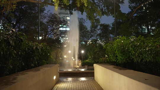 香港九龙公园喷泉夜景视频素材模板下载