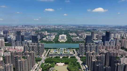 洛阳城市CBD楼房航拍空境