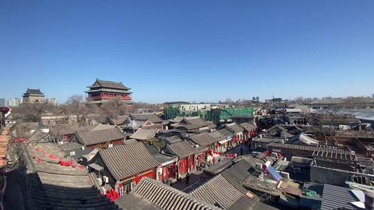 北京老城区建筑钟鼓楼视频素材模板下载