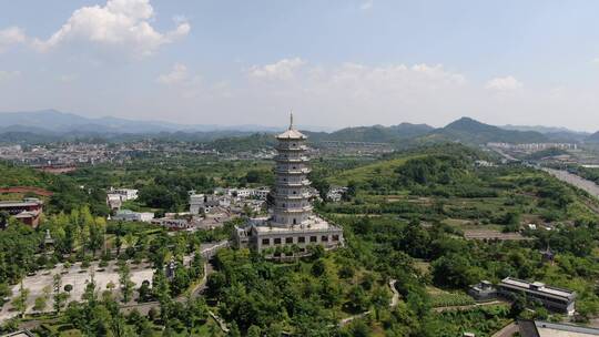 航拍贵阳著名旅游景点大兴国寺大善塔