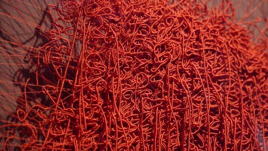 红色刺绣纤维