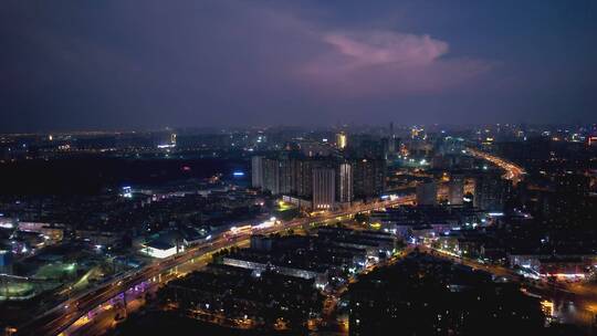 长沙万家丽高架路夜景航拍