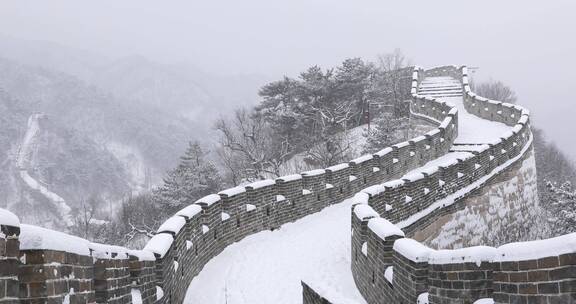 北京黄花城长城雪景4K拍摄