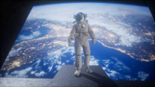未来飞船长宇航员探索太空实拍素材
