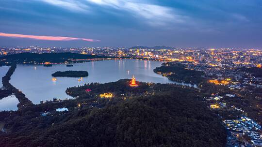 西湖延时 杭州西湖全景玉皇山