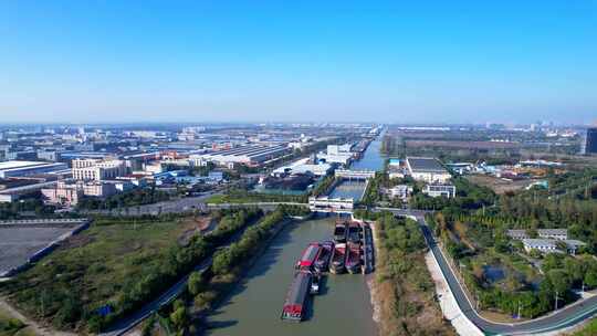 航拍南通市海门区浒通河闸视频素材模板下载