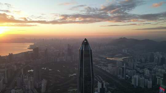 深圳夕阳夜景城市风光