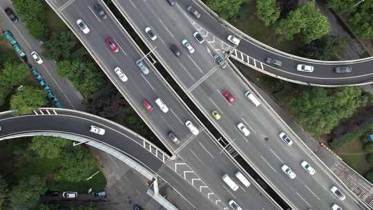 天津城市立交桥道路交通地铁轨道航拍