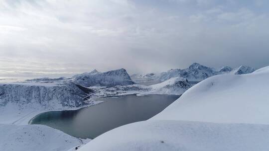 航拍雪山湖泊景观视频素材模板下载