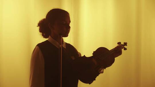 小提琴家在舞台表演视频素材模板下载