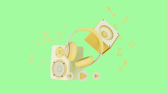 音箱和耳机概念主题的动画