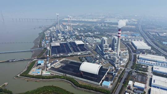 上海大型上海发电厂与煤矿工业园区视频素材模板下载