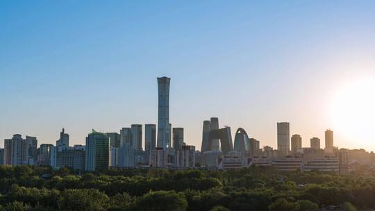 4K北京国贸延时日落大气宣传片素材