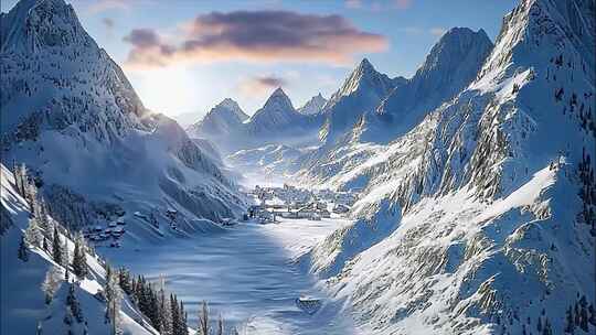 唯美雪山日照金山日出云海早晨清晨风景风光