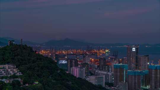 8K深圳盐田港晚霞日转夜延时